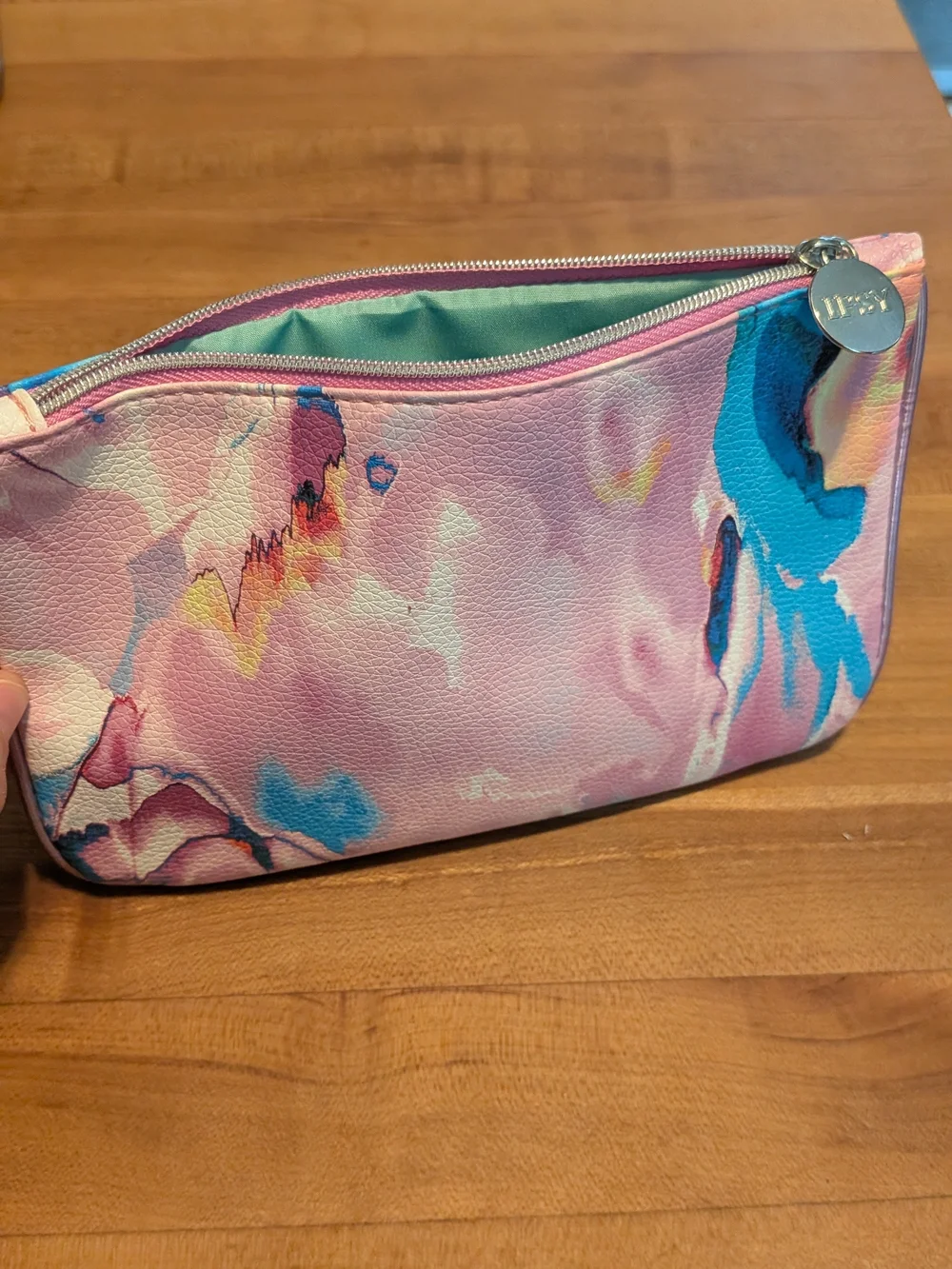 Colorful Abstract Print Ipsy Cosmetic Bag with Logo Charm